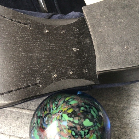 Sam Edelman Black Navy Blue Sued Women Booties Size 7 - Picture 7 of 10